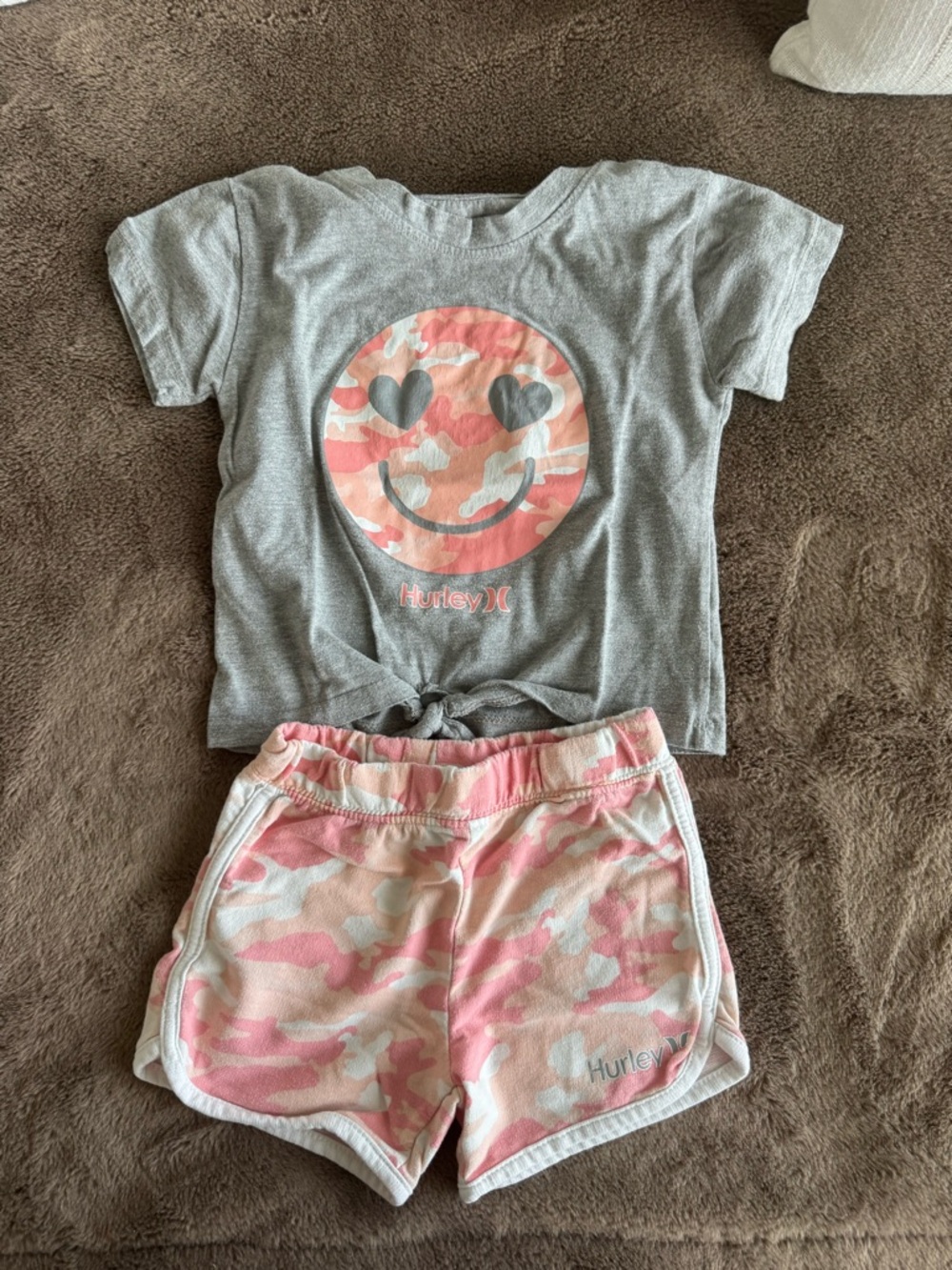 Hurley pink camo shorts and top set Size 6